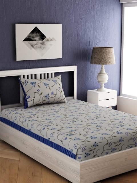 EverHOME Off-White & Blue Floral 144 TC Cotton 1 Single Bedsheet with 1 Pillow Covers
EverHOME Off-White & Blue Floral 144 TC Cotton 1 Single Bedsheet with 1 Pillow Covers
