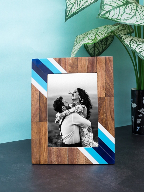 Golden Peacock Brown & Grey Classic Chevron Bone Wooden Photo Frame