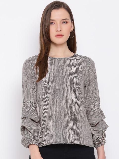ALL WAYS YOU Women Black Striped A-Line Top