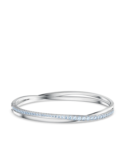 SWAROVSKI Silver-Toned Twist Rows Bracelet Blue Rhodium Plated Bracelet