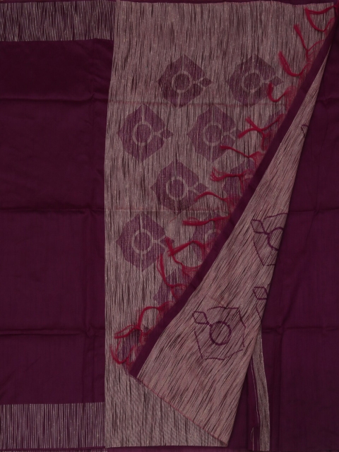 Pothys Purple Solid Jute Silk Saree