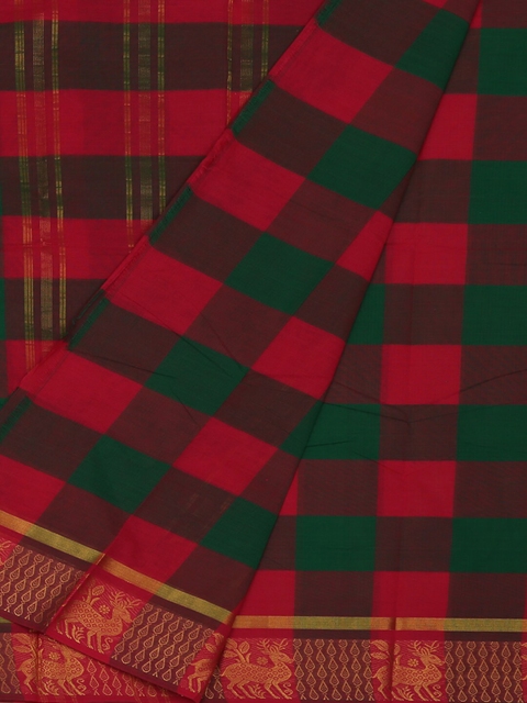 Pothys Multicoloured Checked Pure Cotton Saree, Multi
