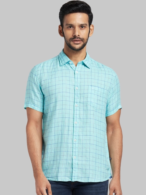 Parx Men Blue Regular Fit Checked Casual Shirt