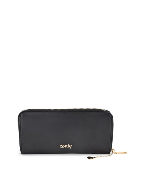 ToniQ Women Black Solid Zip Around Wallet