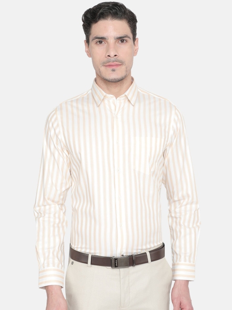 J Hampstead Men Beige Slim Fit Solid Formal Shirt