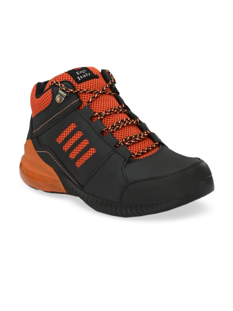 Eego Italy Men Black Leather Training or Gym Shoes