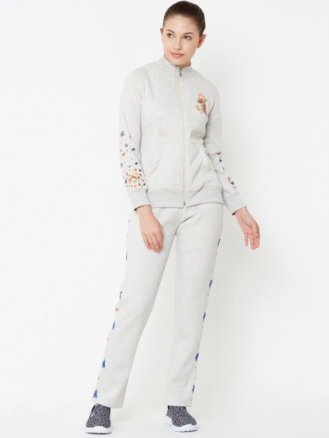 Sweet Dreams Women Grey Printed Tracksuit