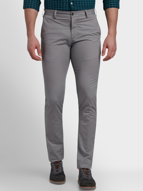ColorPlus Men Grey Regular Fit Solid Regular Trousers
