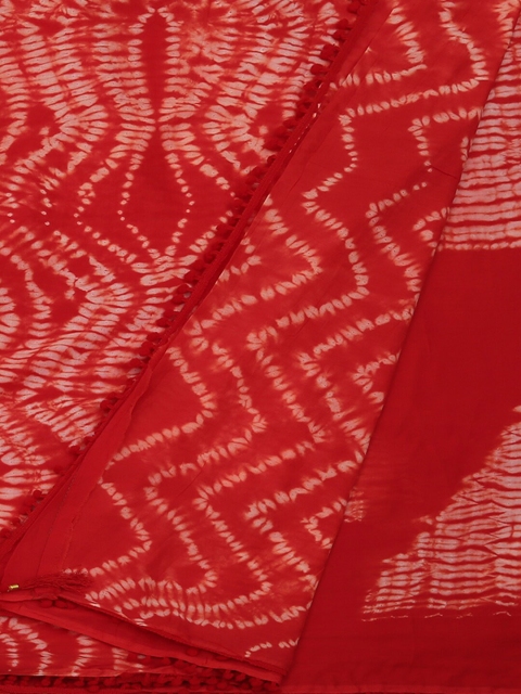 Pothys Red & Off-White Pure Cotton Printed Saree