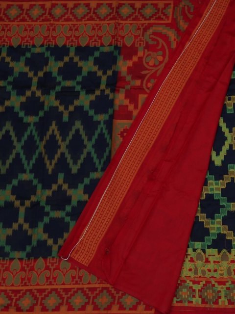 Pothys Navy Blue & Red Jute Silk Woven Design Saree