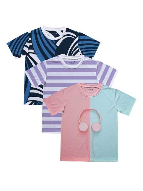 mezmoda Girls Pack Of 3 Purple Printed Round Neck T-shirt