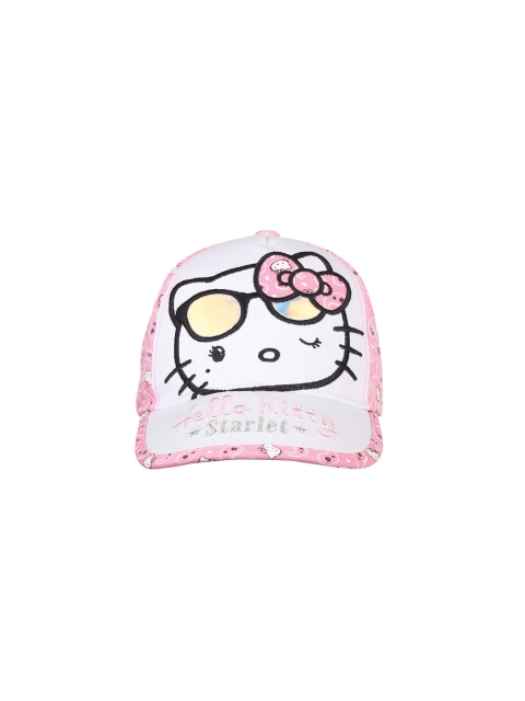 Kids Ville Girls Pink & Black Hello Kitty Embroidered Baseball Cap