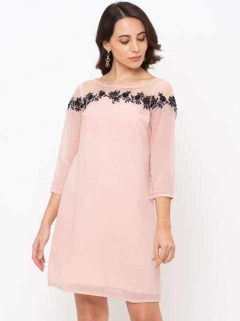 Iti Women Pink Embroidered A-Line Dress