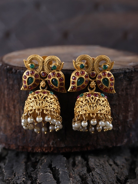 Fabstreet Gold-Plated Handcrafted Dome Shaped Jhumkas