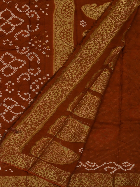 Pothys Mustard & Gold-Toned Art Silk Printed Saree