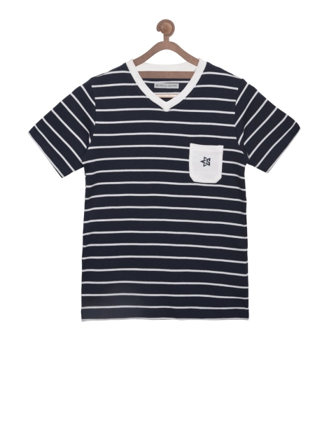 Circle Square Kids Navy Blue Striped V-Neck T-shirt