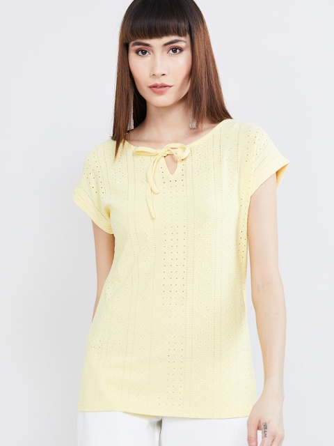 max Women Yellow Schiffli Top