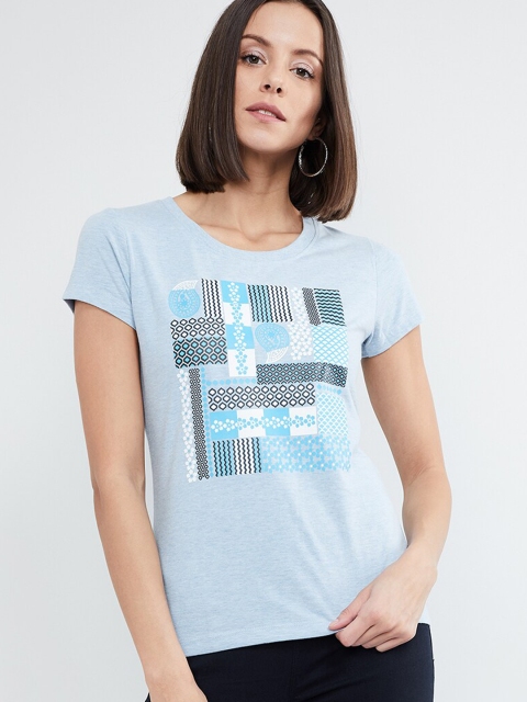 max Women Blue Printed Top