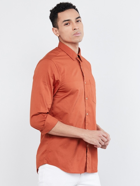 max Men Rust Regular Fit Solid Casual Shirt