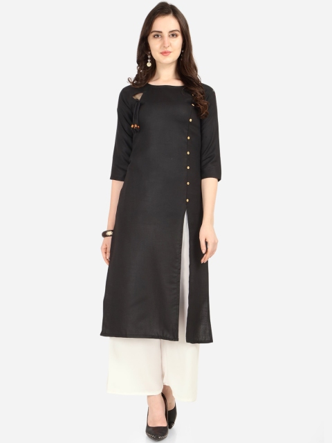 Florence Women Black & Off-White Solid Kurta with Palazzos
