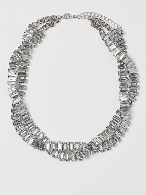 H&M Silver Layered Rhinestone Necklace