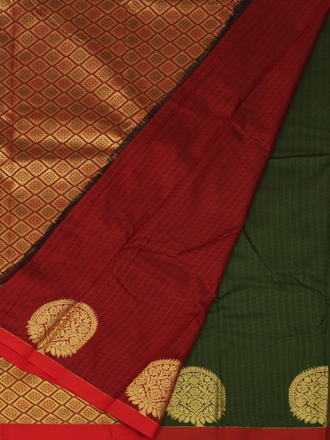 Pothys Green & Maroon Art Silk Woven Design Saree