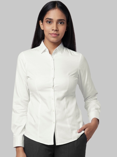 Park Avenue Woman Women White Regular Fit Solid Casual Shirt