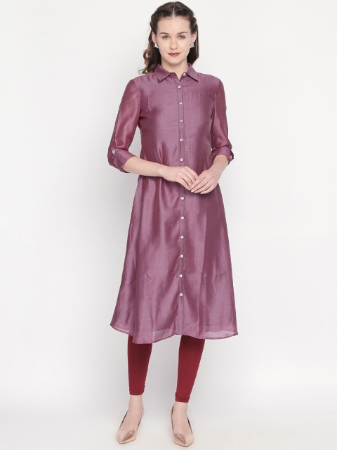 Lobaanya Women Purple Solid A-Line Kurta