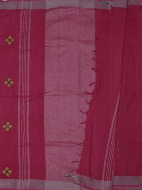 Pothys Magenta Embroidered Linen Blend Saree