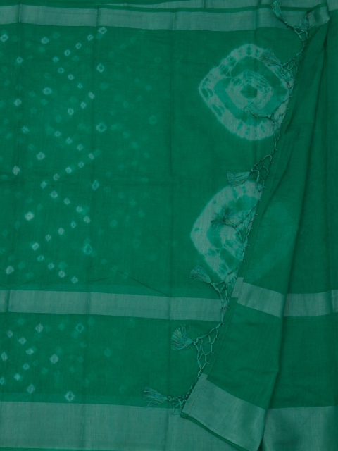 Pothys Green Printed Linen Blend Saree