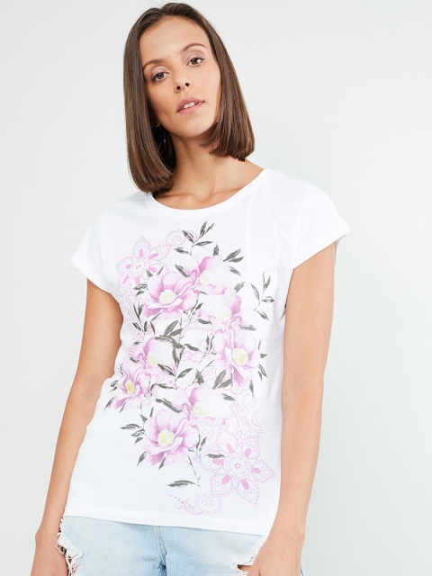 max Women White Floral Printed Top