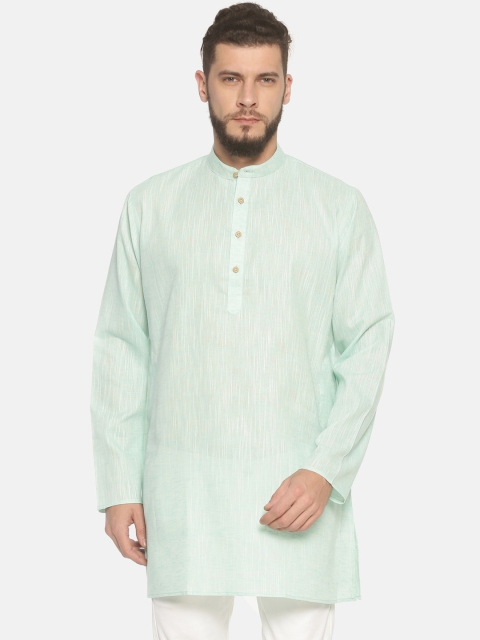 TATTVA Men Green Solid Straight Kurta