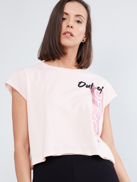 max Women Pink Printed Crop Top