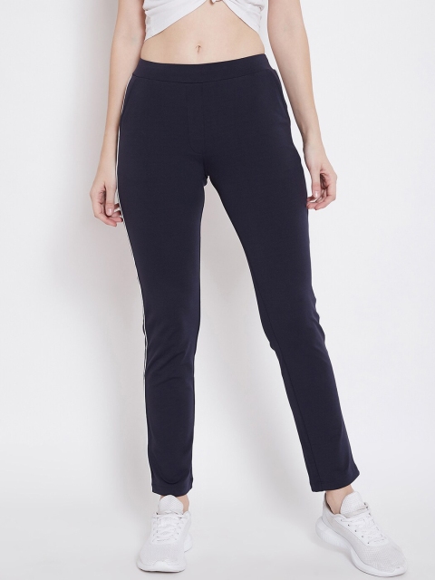 PERFKT-U Women Navy Blue Solid Slim-Fit Track Pants