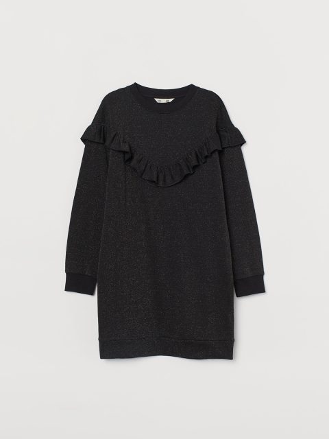 H&M Girls Black Flounce-Detail Dress