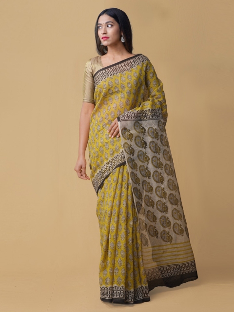 Unnati Silks Yellow Woven Design Kota Saree