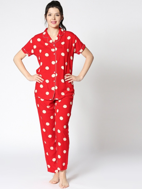 I like me Women Red Printed Night suit