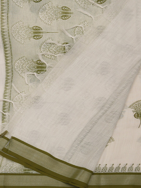 Pothys White Printed Linen Blend Saree
Pothys White Printed Linen Blend Saree