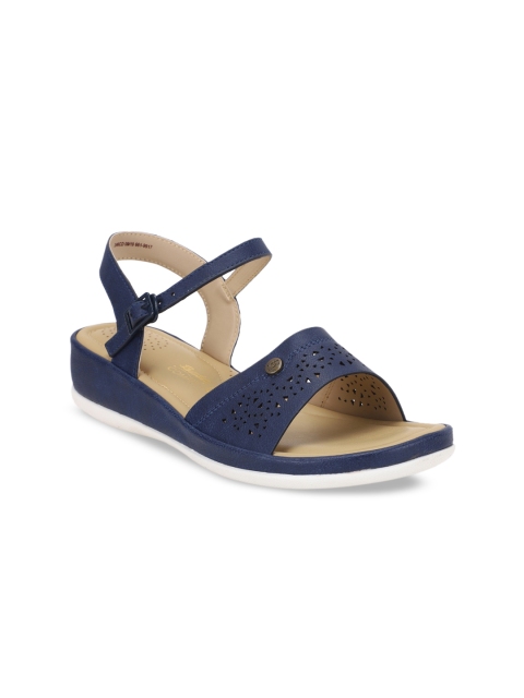 Bata Women Navy Blue Solid Comfort Heels