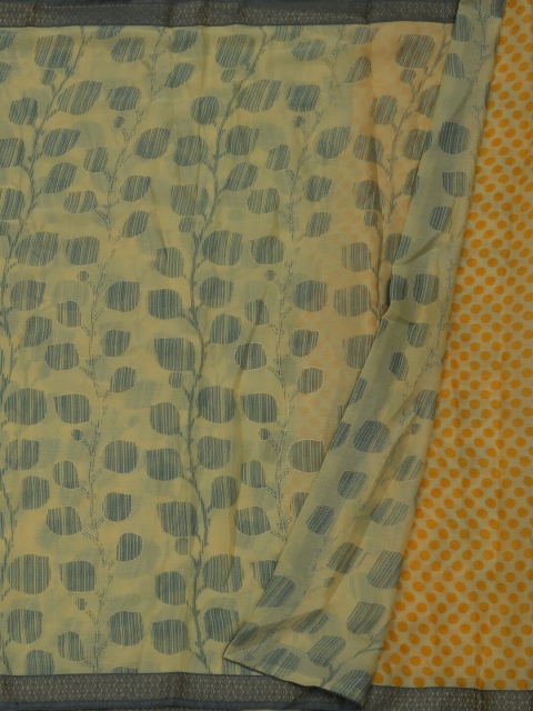 Pothys Yellow & Grey Poly Georgette Printed Saree