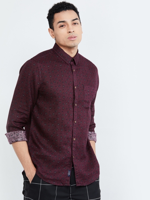 max Men Maroon Regular Fit Printed Casual Shirt