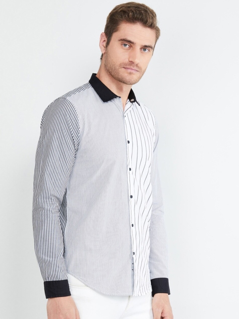 max Men White Regular Fit Striped Casual Shirt