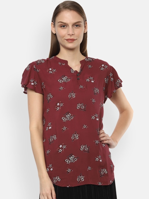 Van Heusen Woman Maroon Printed Top