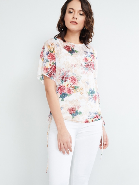 max Women Off-White Printed Top