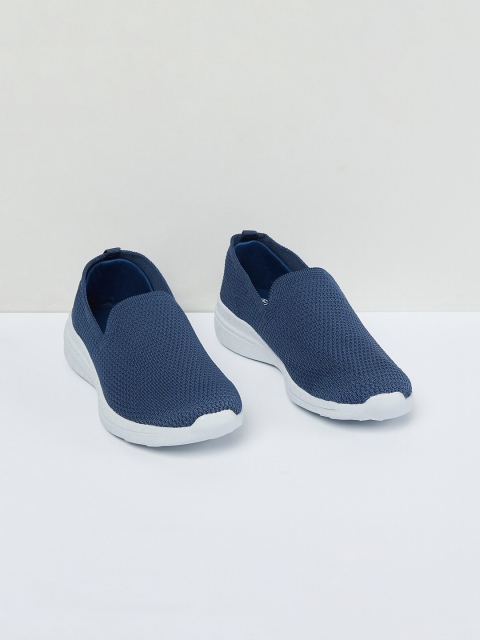 max Women Navy Blue PU Walking Shoes