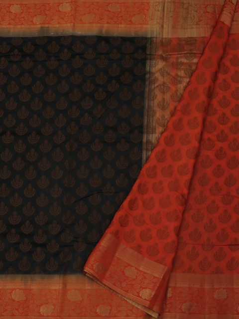 Pothys Black & Red Jute Silk Woven Design Saree