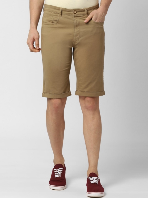 Peter England Casuals Men Khaki Solid Regular Fit Regular Shorts