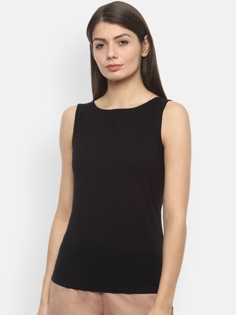 Van Heusen Woman Black Solid Pure Cotton Top