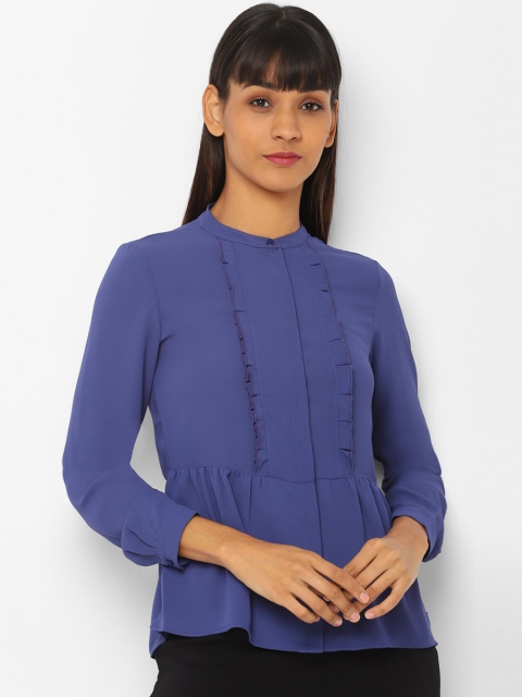 Allen Solly Woman Women Blue Solid A-Line Top