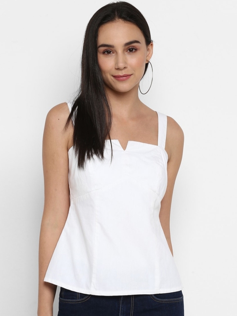 FOSH Women White Solid Top